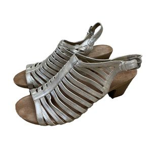 JOSEF SEIBEL Gold Shimmer Sunny Slingback Strap Peep Toe Heels EUR 41